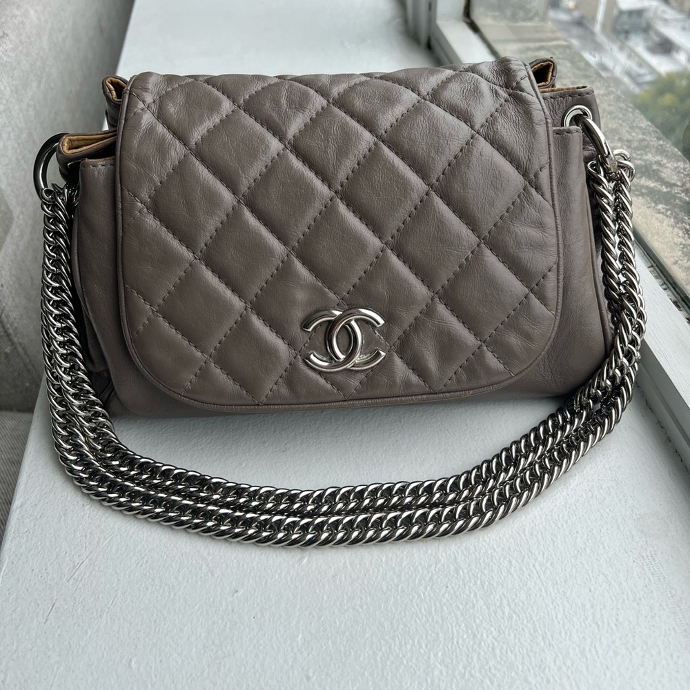 Chanel Bijoux Accordion Flap Quilted Lambskin Large *dyed to gray color*